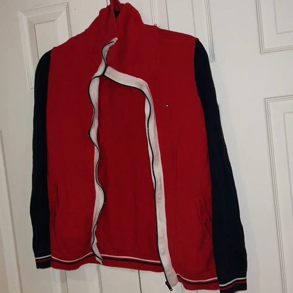 Tommy Hilfiger fill zipper knit  multi color unisex jacket sweater Sz S - Picture 3 of 13